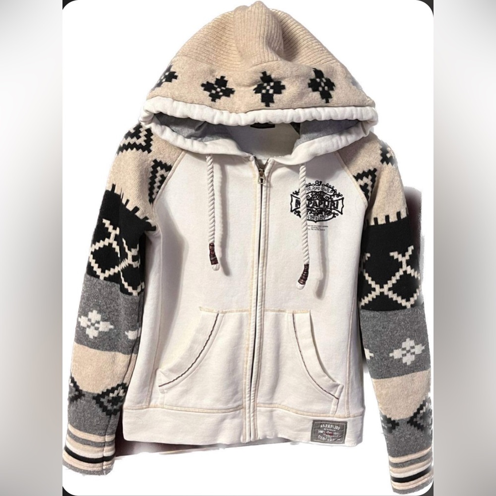 NAPAPIJRI Geographic Lambswool/Cotton blend Aztec print  hoodie Women’s size M